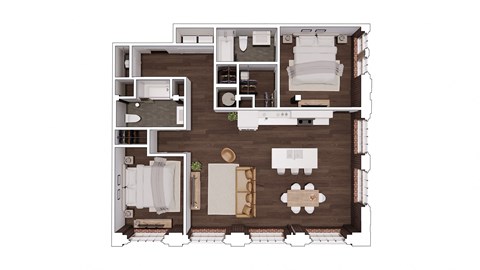 C2.2 Floor Plan at The Mill at Prattville, Prattville, AL, 36067